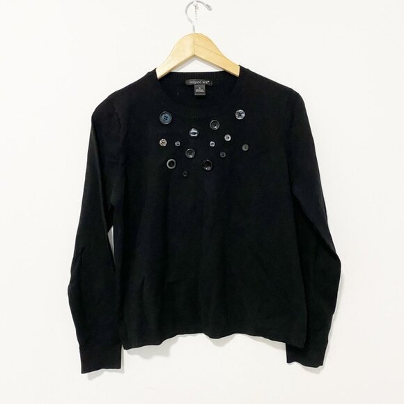 August Silk Black Button Sweater Size XL - Picture 1 of 4